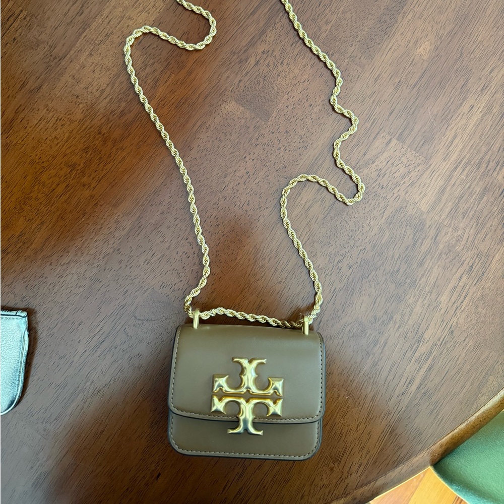 Tory Burch Gold Brown Crossbody Bag with Classic Design